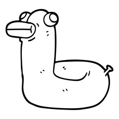 black and white cartoon yellow ring duck