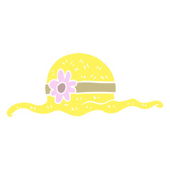 flat color illustration cartoon straw hat