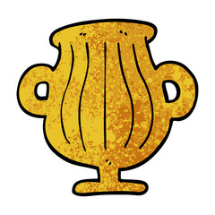 grunge textured illustration cartoon of a golden vase