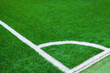 Obraz premium Soccer field with white corner marking