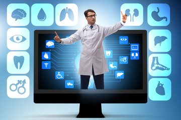 Telehealth concept with doctor doing remote check-up