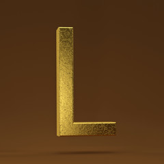 3D render Illustration. golden capital letter - L.