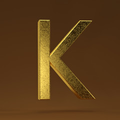 3D render Illustration. golden capital letter - K.