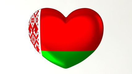 Heart-shaped flag 3D Illustration I love Belarus