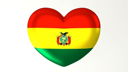 Heart-shaped flag 3D Illustration I love Bolivia