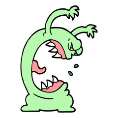 hand drawn doodle style cartoon monster