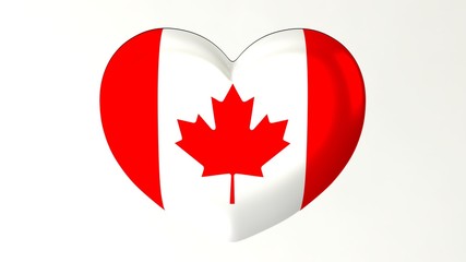 Heart-shaped flag 3D Illustration I love Canada