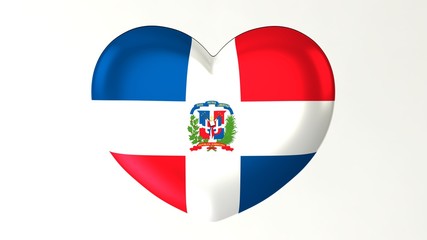 Heart-shaped flag 3D Illustration I love Dominican Republic