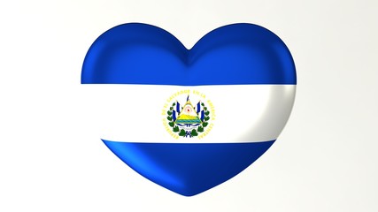 Heart-shaped flag 3D Illustration I love El Salvador