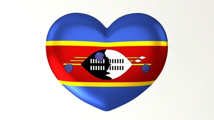 Heart-shaped flag 3D Illustration I love Eswatini