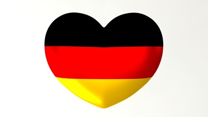 Heart-shaped flag 3D Illustration I love Germany