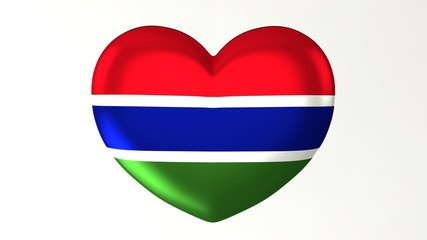 Heart-shaped flag 3D Illustration I love Gambia