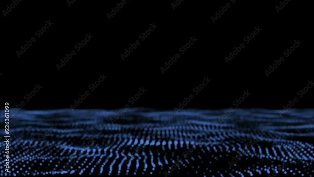 Poster particle field audio reaction. particular wave. sound wave. sound visualization. abstract digital la