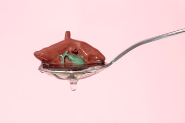 Human liver in the silver spoon. Healthy food can be good for your liver.