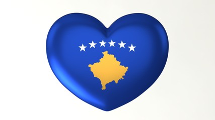 Heart-shaped flag 3D Illustration I love Kosovo