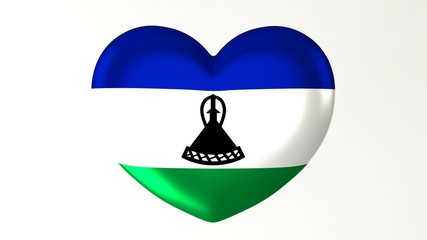 Heart-shaped flag 3D Illustration I love Lesotho