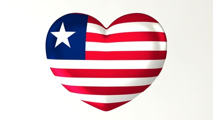 Heart-shaped flag 3D Illustration I love Liberia