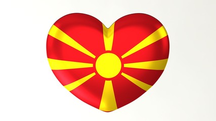 Heart-shaped flag 3D Illustration I love Macedonia