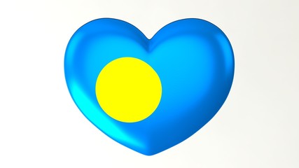Heart-shaped flag 3D Illustration I love Palau