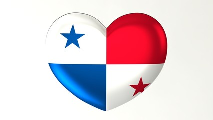 Heart-shaped flag 3D Illustration I love Panama