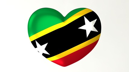 Heart-shaped flag 3D Illustration I love Saint Kitts and Nevis