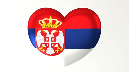 Heart-shaped flag 3D Illustration I love Serbia