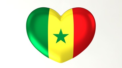 Heart-shaped flag 3D Illustration I love Senegal