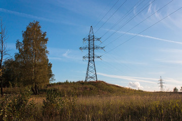 industrial landscape power lines in rural