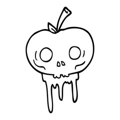 black and white cartoon halloween apple