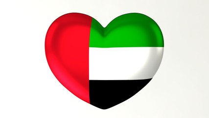 Heart-shaped flag 3D Illustration I love United Arab Emirates