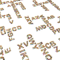 Cartoon Crowd, Text Cross Words Close