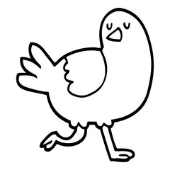 black and white cartoon bird running