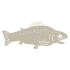 flat color illustration cartoon large fish