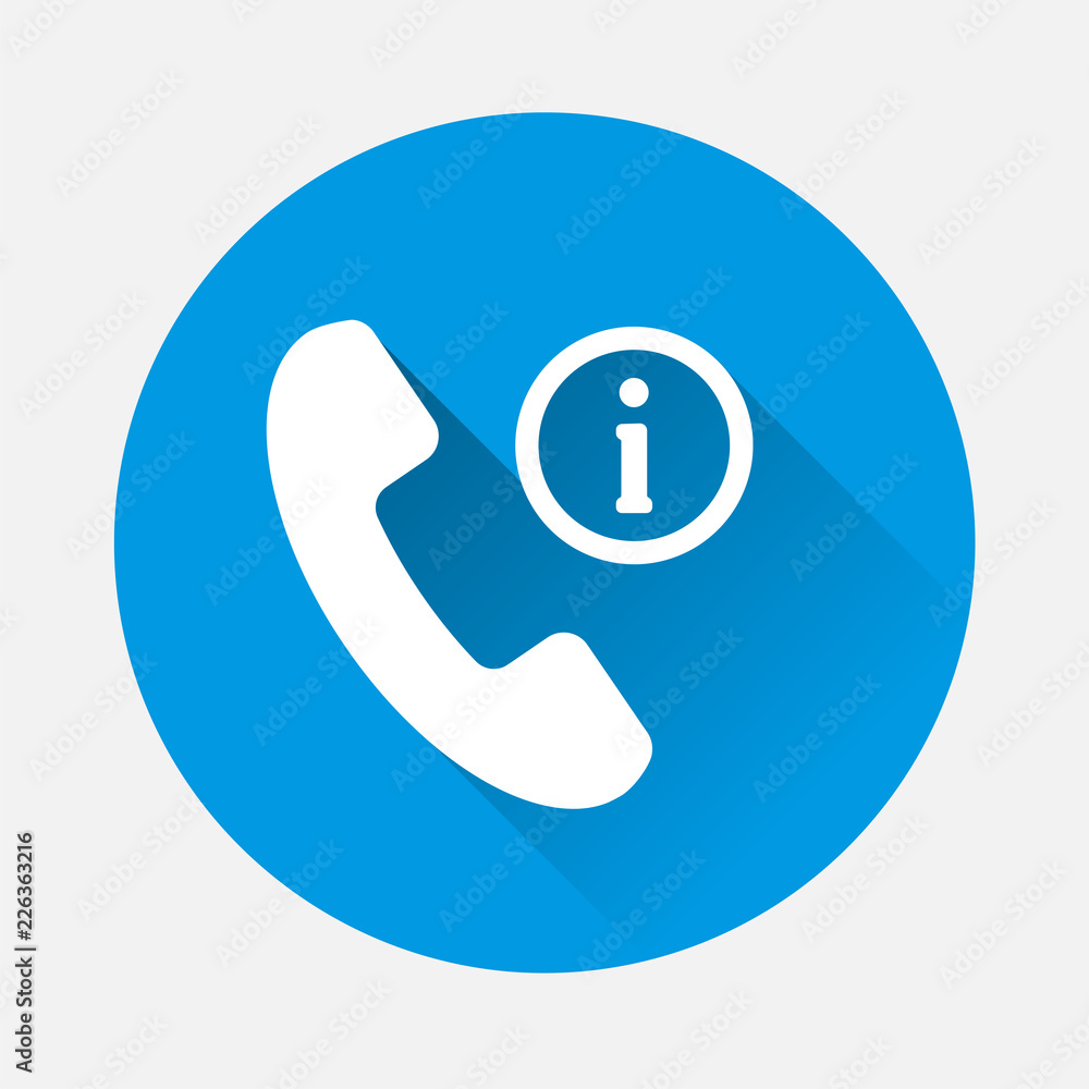 Poster vector phone icon and letter on blue background. flat image get help information on the phone with l