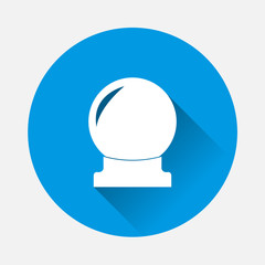Magic ball vector icon on blue background. Flat imagesphere for divination and magic rituals with long shadow. Layers grouped for easy editing illustration. For your design.