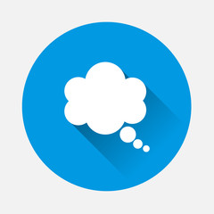  Vector icon cloud conversation on blue background. Flat image Cloud of speech with long shadow. Layers grouped for easy editing illustration. For your design.