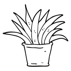 black and white cartoon house plant