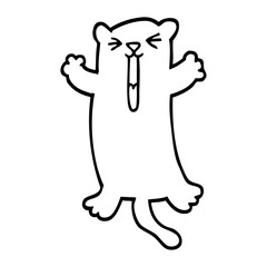 black and white cartoon happy cat