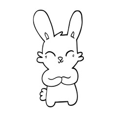 cute black and white cartoon rabbit