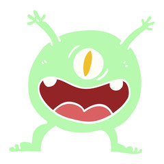 flat color illustration cartoon monster