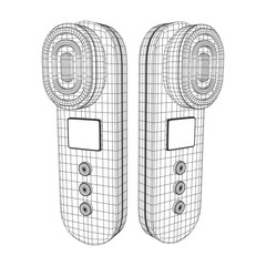 Electric lifting anti aging facial skin massage machine. Massager device wireframe low poly mesh vector illustration