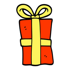 hand drawn doodle style cartoon christmas present