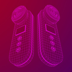 Electric lifting anti aging facial skin massage machine. Massager device wireframe low poly mesh vector illustration