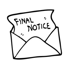 black and white cartoon final notice letter