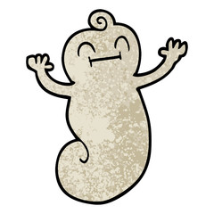 grunge textured illustration cartoon happy ghost