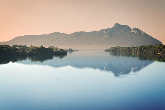 View of Sabaudia lake - Circeo National Park - Latina Italy