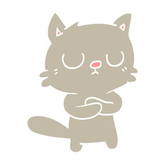 flat color illustration cartoon cat