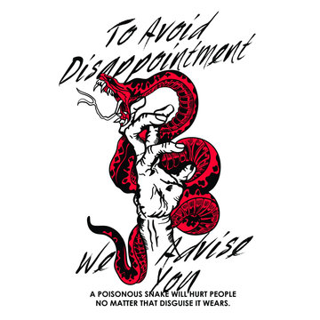 Hand drawn snake vector design for t shirt printing