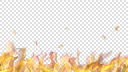 Translucent fire flame with horizontal seamless repeat on transparent background. For used on light backgrounds. Transparency only in vector format © Olga Moonlight