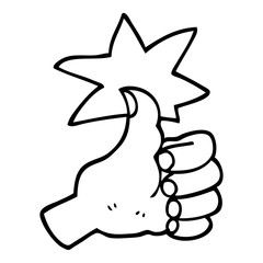 black and white cartoon thumbs up symbol